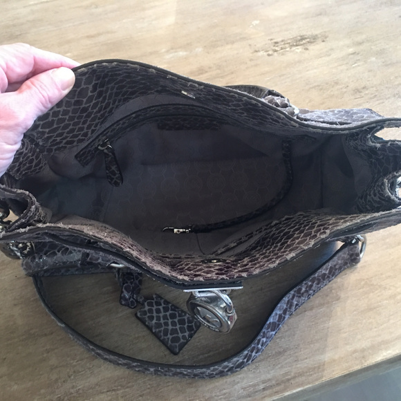 Michael Kors Croc-embossed Gray Hamilton Bag - Picture 3 of 5